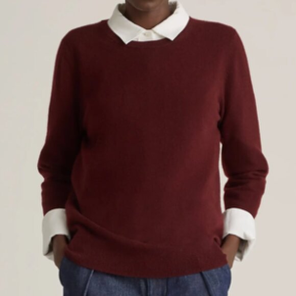 QUINCE Mongolian Cashmere Crew Neck Sweater Burgundy Medium - Picture 1 of 11